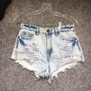 Forever 21 Acid Wash Ripped High Waisted Shorts